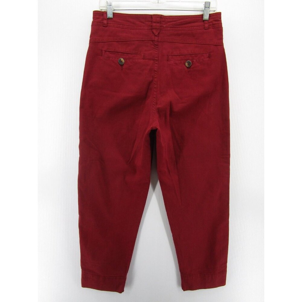 Anthropologie Red Pants with Patterned Trim - Picture 7 of 11